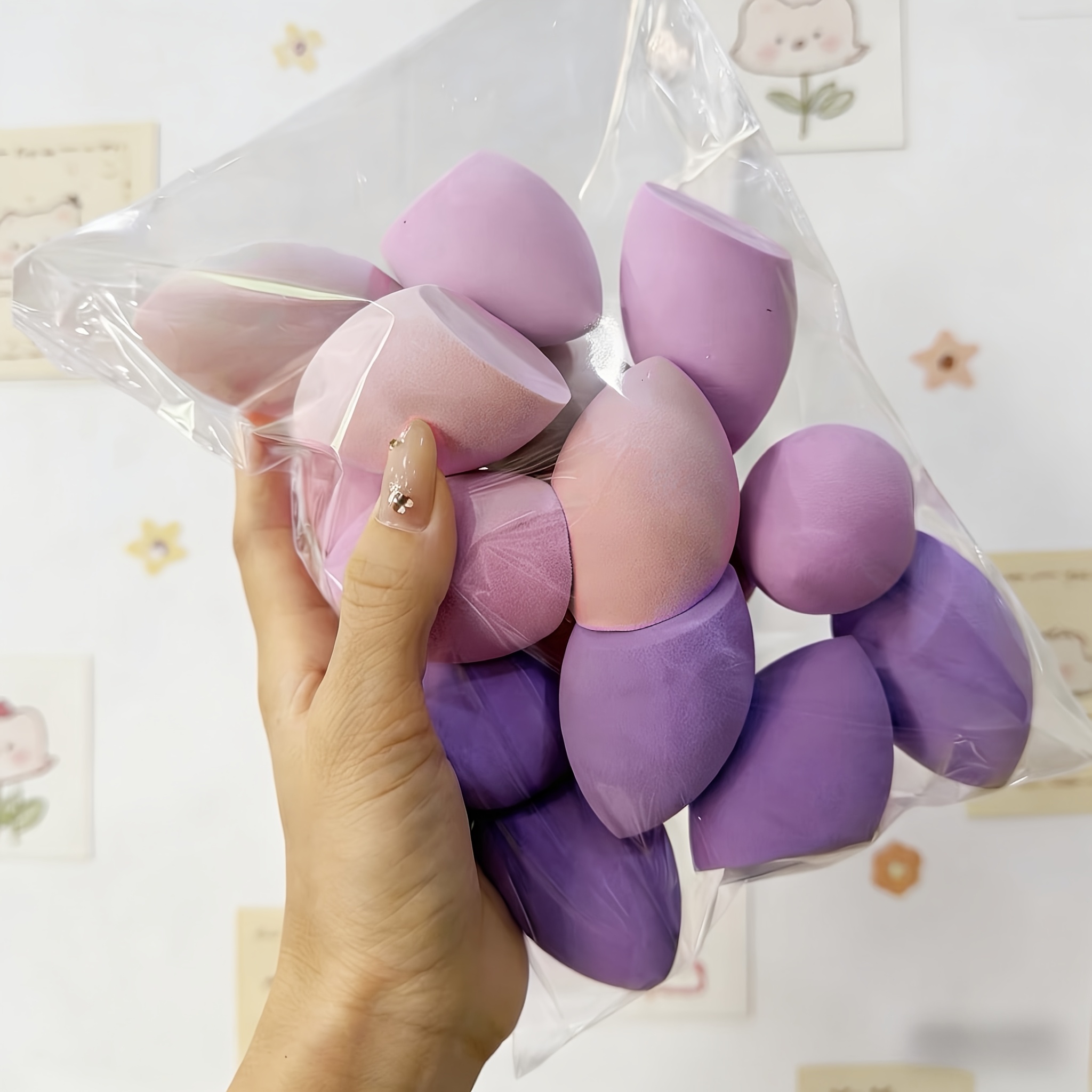 14pcs--multifunctional Makeup Sponge Set, Super Soft Non-powder-eating, Dry And Wet Dual-use, Fine And Non-caking, Foundation Liquid, Cream, Bb Cream And Powder Tools - Random Color And Shape