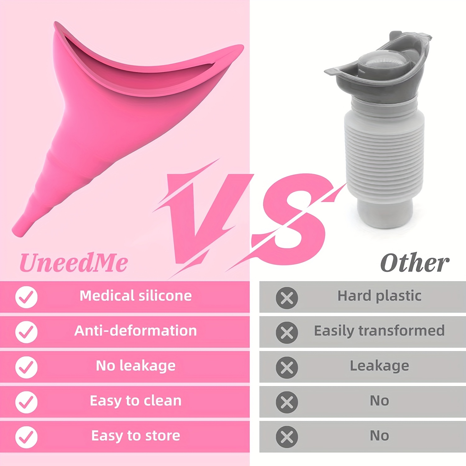 Portable Women's Urinal with Reusable Funnel and Leak-Proof Design - Pink, Includes Gray Drawstring Bag for Easy Storage - Perfect for Camping, Hiking, and Travel, Camping Gear | Discreet Urinal | Durable Construction, Toiletry Travel Bag