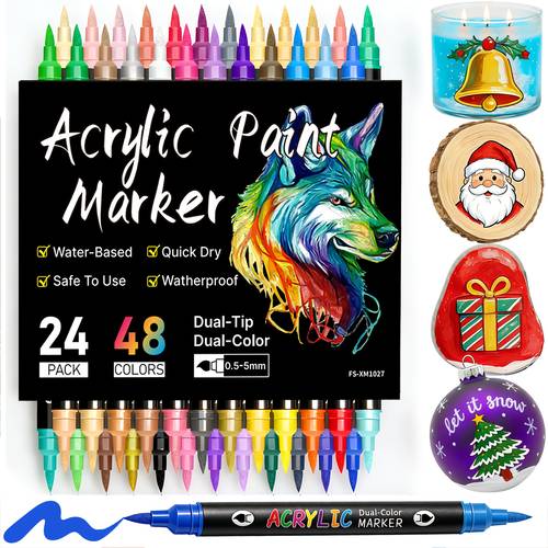120pcs 240 colors 72pcs 144 colors 24pcs 48 colors double headed water acrylic marker acrylic markers with soft brush tip ideal for supplies professional artistic use