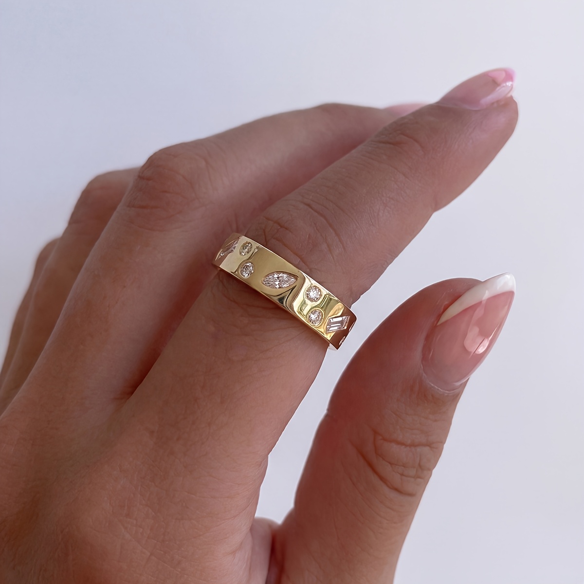 Women's Luxury Rectangular & Pear-Shape Stackable Wedding Rings
