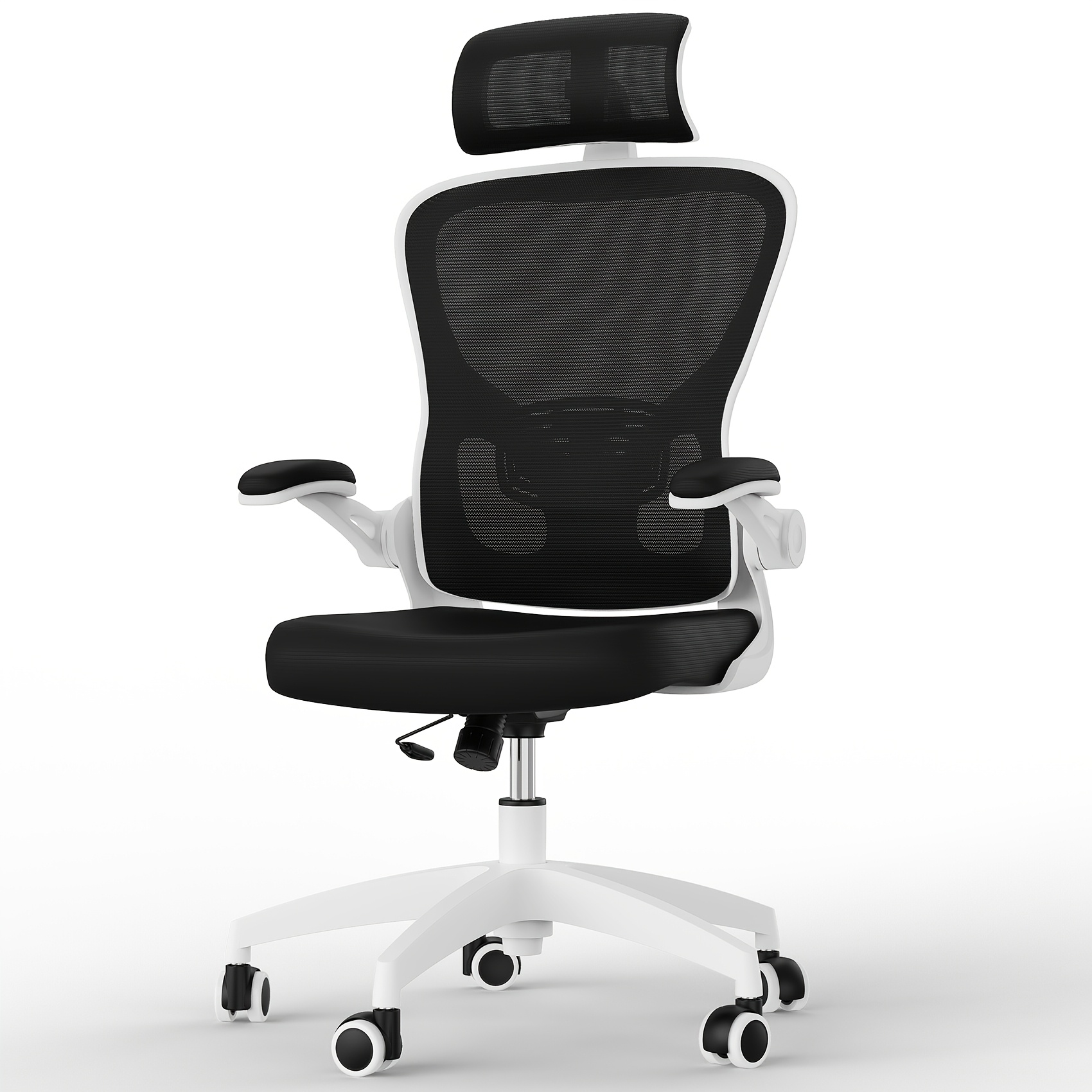 TEMU Ergonomic Office Chair, Desk Chair With Back Support, 360° Rotation, Adjustable Lumbar Support & Headrest & 90° Flip-up Armrest, Office Chairs