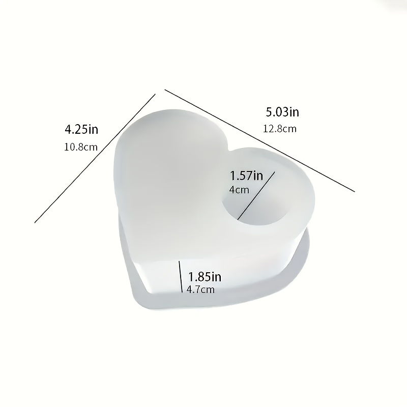 Image of 1pc Heart-shaped Silicone Candlestick Mold, Resin Plaster Cement Concrete Casting, Tealight Holder Craft Mold For Home Decor, Silicone Molds For Resin