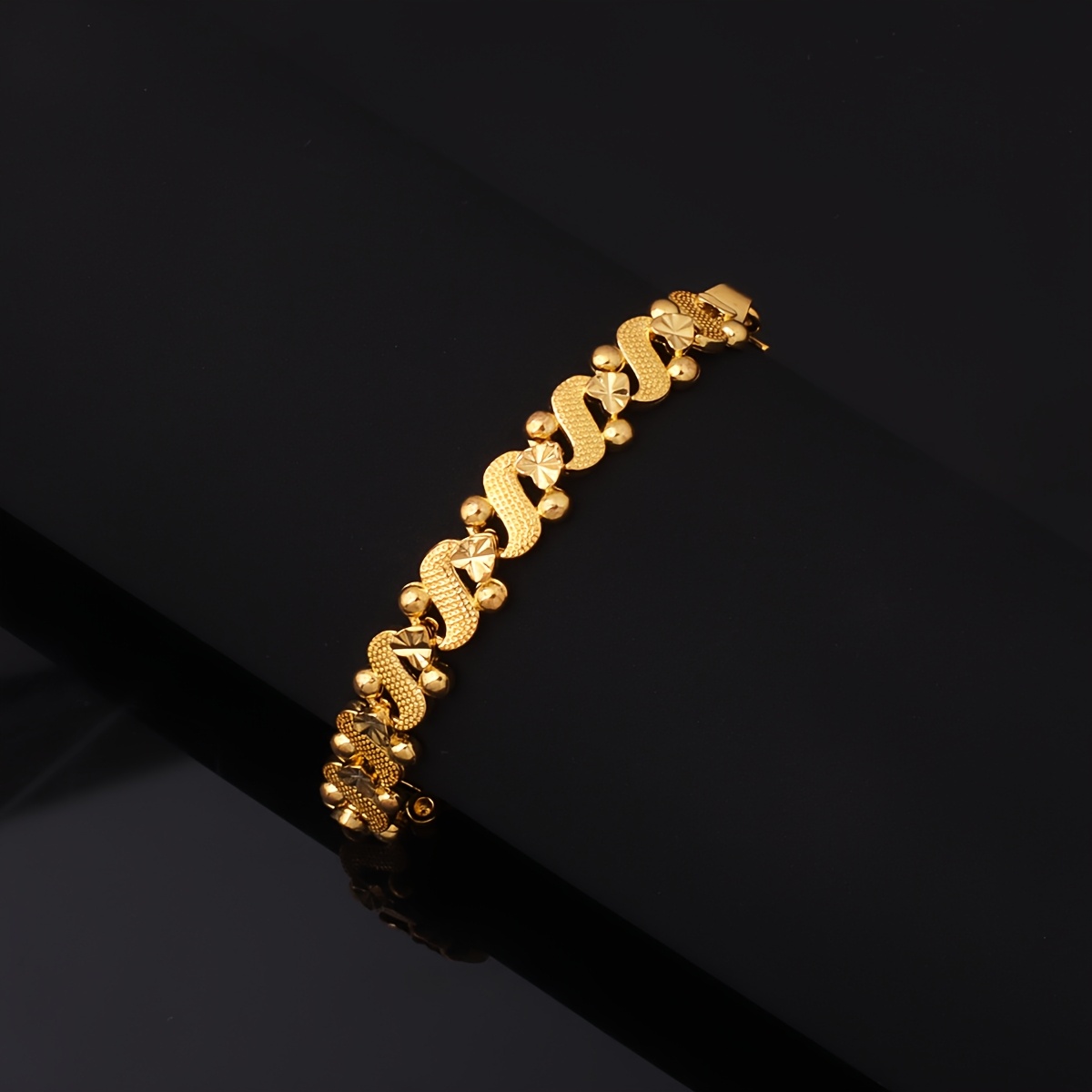 Gold-Plated Heart-Shaped Ballet-Style Bracelet, Wedding Engagement Jewelry