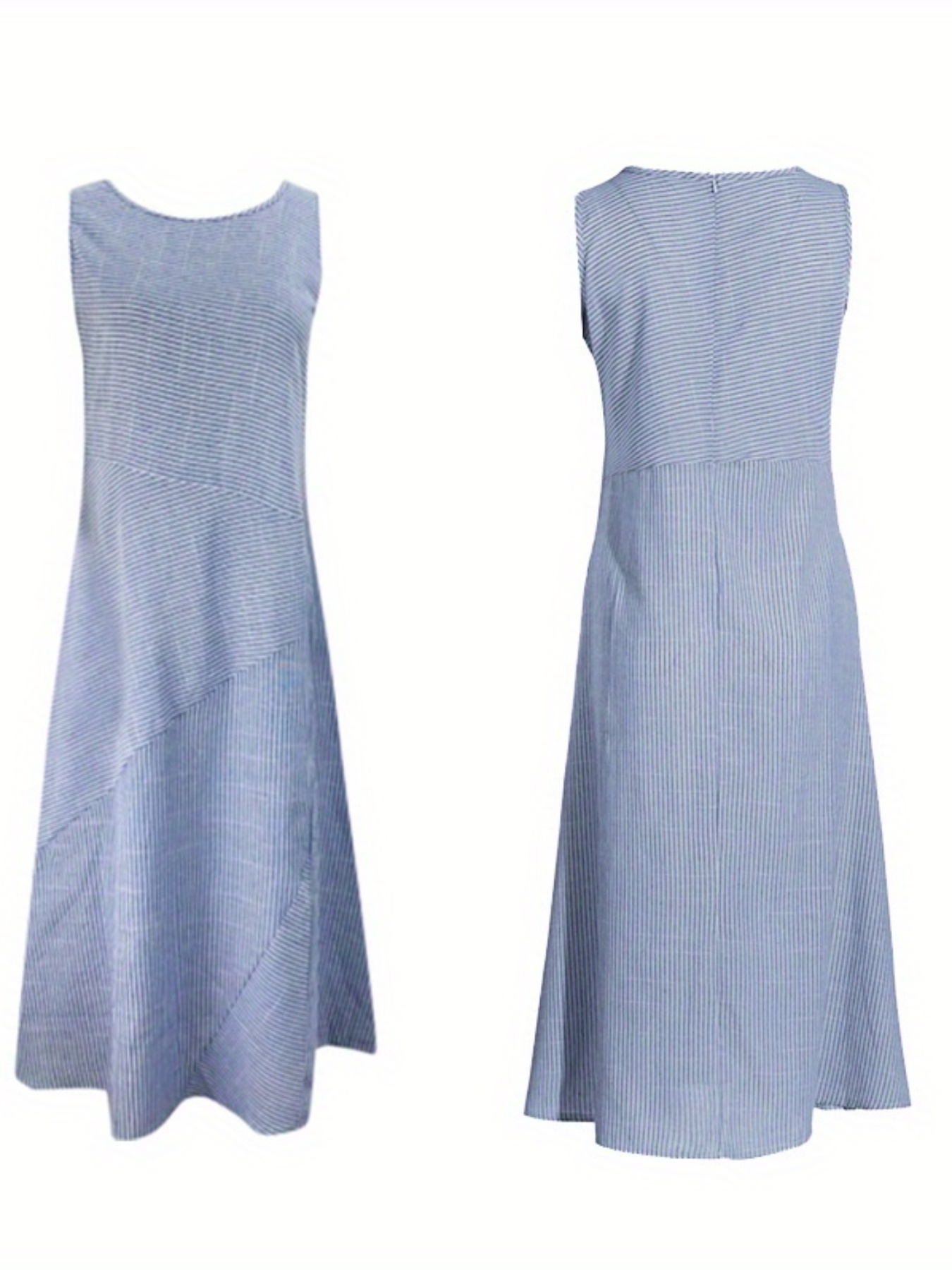 womens light blue white horizontal striped tank dress - Temu