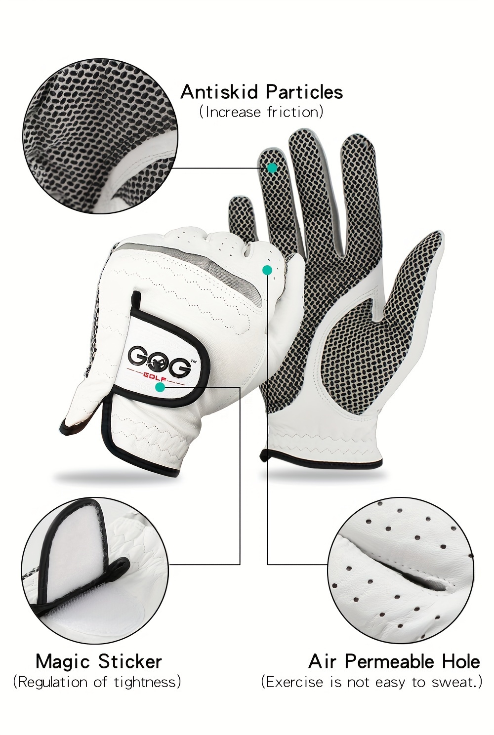 [GOG Golf Glove] Genuine GOG Golf Glove, One Left/Right | Indonesian Import Sheepskin Non-Slip Gloves for Men's Sports