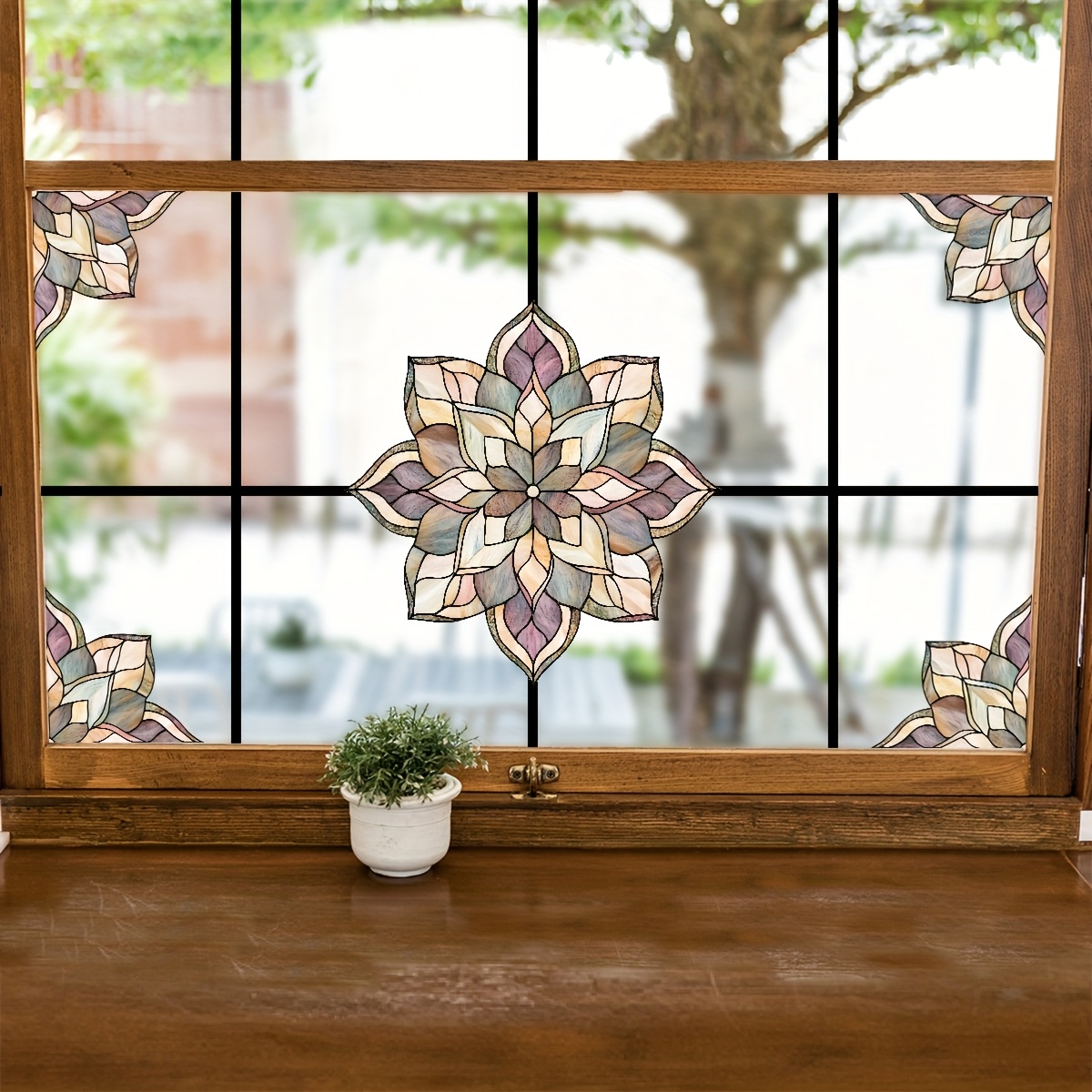 E-shop Klassische Blumenmuster PVC Fensterfolie, Glasfolie, Dekorative Fensterfolie, Geeignet für Wohnzimmer, Badezimmer, Büro