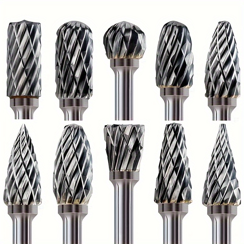 

10pcs Premium Carbide Rotary Burr Set - , High Efficiency For Sharpening, Grinding & Deburring With Power Tools