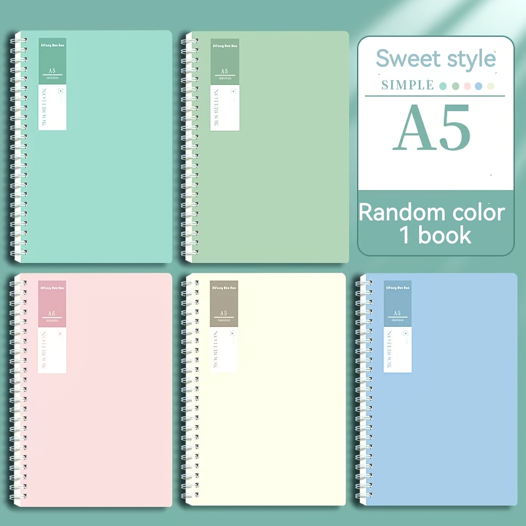 TEMU 1-pack Random Color Spiral-bound Notebook, Minimalist Spiral Notebook In A Morandi Color Palette, Thick Notebook With Sweet And Style.