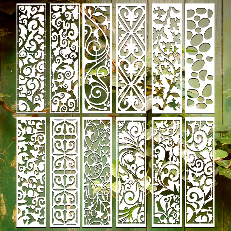 TEMU A Set Of 12pcs Painting Border Templates, Leaf Templates, Reusable Furniture Decoration Templates For Wood Craft Canvas Fabric (12 Border