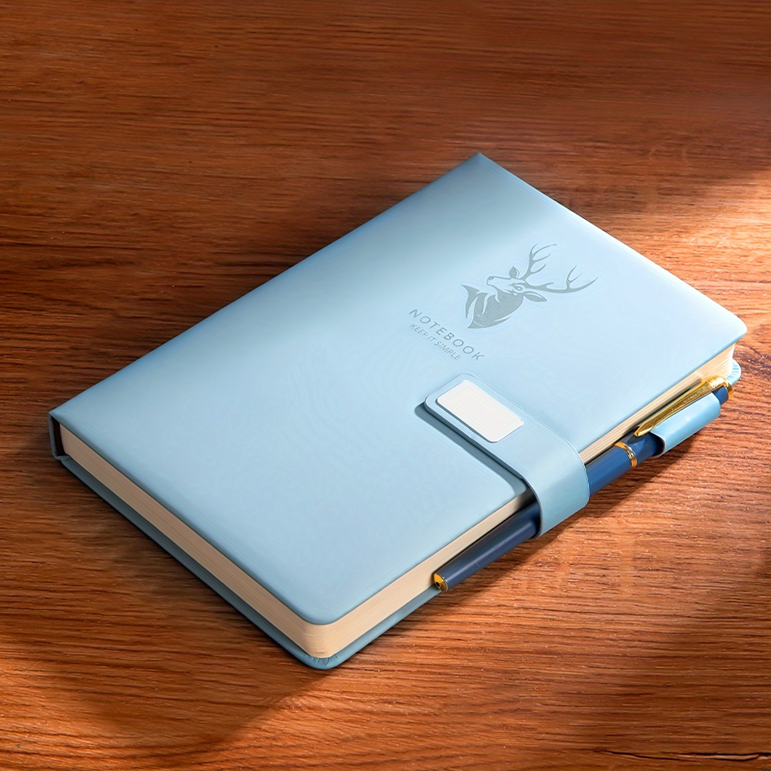TEMU Leather A5 Notebook Hardcover With Magnetic Buckle Binding - Suitable For, Office & Journaling, 160 Page Thick Cover Diary Book With Bookmark,