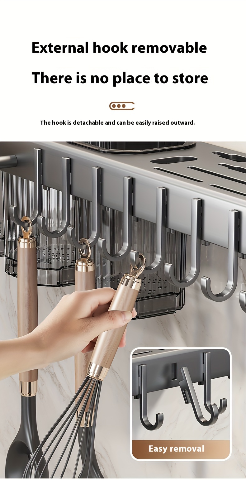 1pc tool storage multi functional kitchen utensil rack knife holder wall mounted cutlery rack kitchen tool storage rack details 11