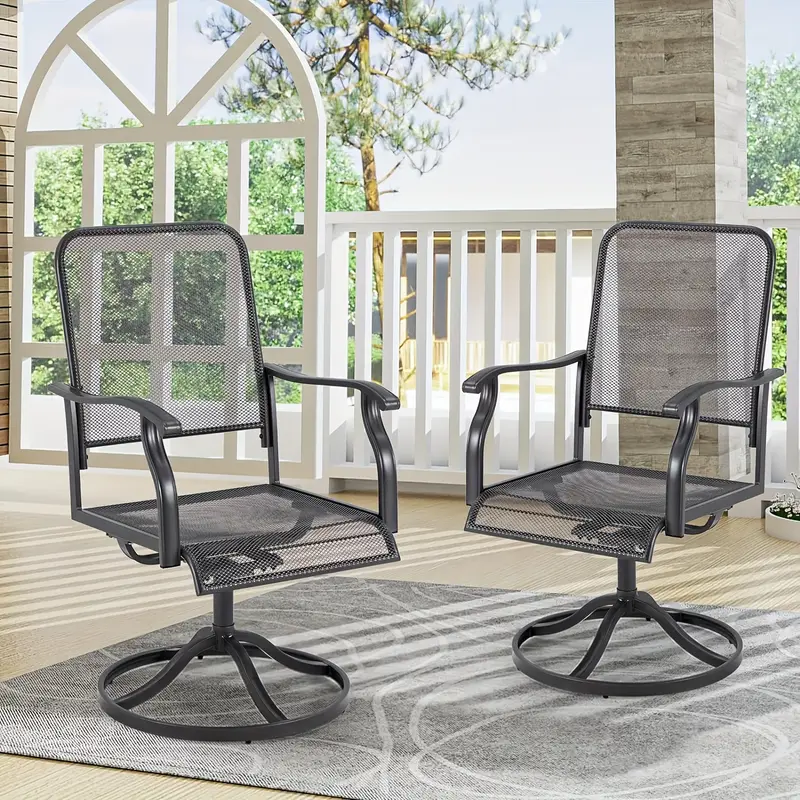 Black Metal Outdoor Metal Swivel Rocker Chairs Outdoor Patio