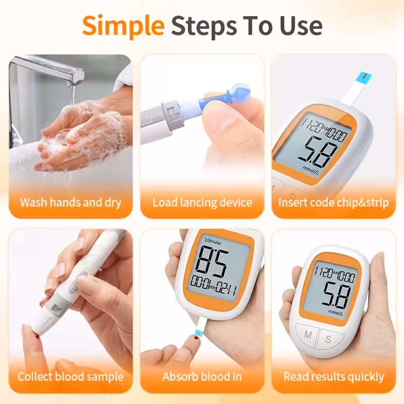 2pcs blood meter kit 2 monitor 2 needle 100 test strips 100 needles large display quick results required usb for home and travel great valentines gift Product details 1