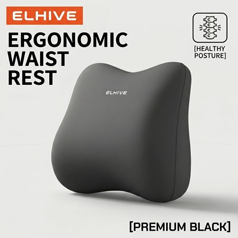 TEMU ELHIVE Cuscino Lombare in Memory Foam - Cuscino Schiena Ergonomico per Ufficio, Auto & Gaming - Design Sagomato a 4 Zone per Postura & - Schiuma