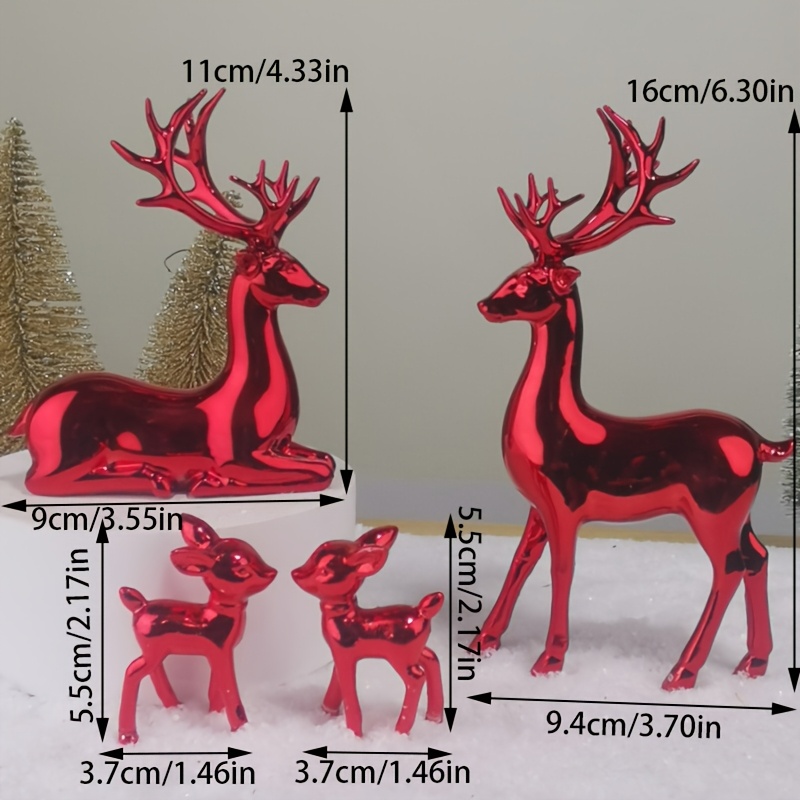 TEMU 4pcs Set, Reindeer Figurine Ornaments, Christmas Decorative Ornaments, Suitable For Office, Bedroom, Living Room, And Other Desktop Decorations,