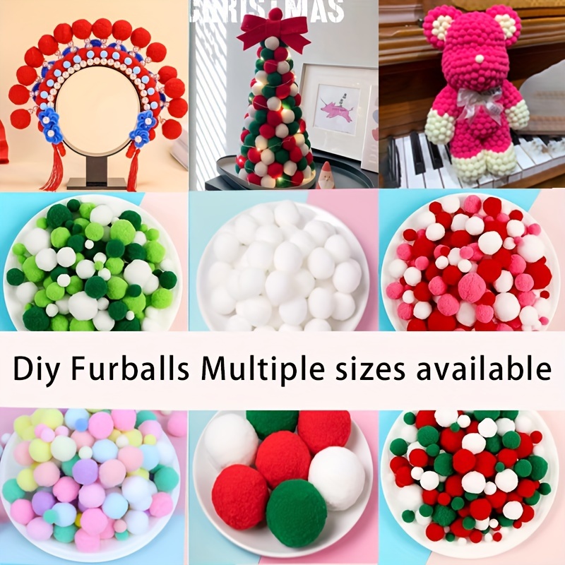 100pcs Large Medium And Small Colored Fur Balls Fur Balls - Temu