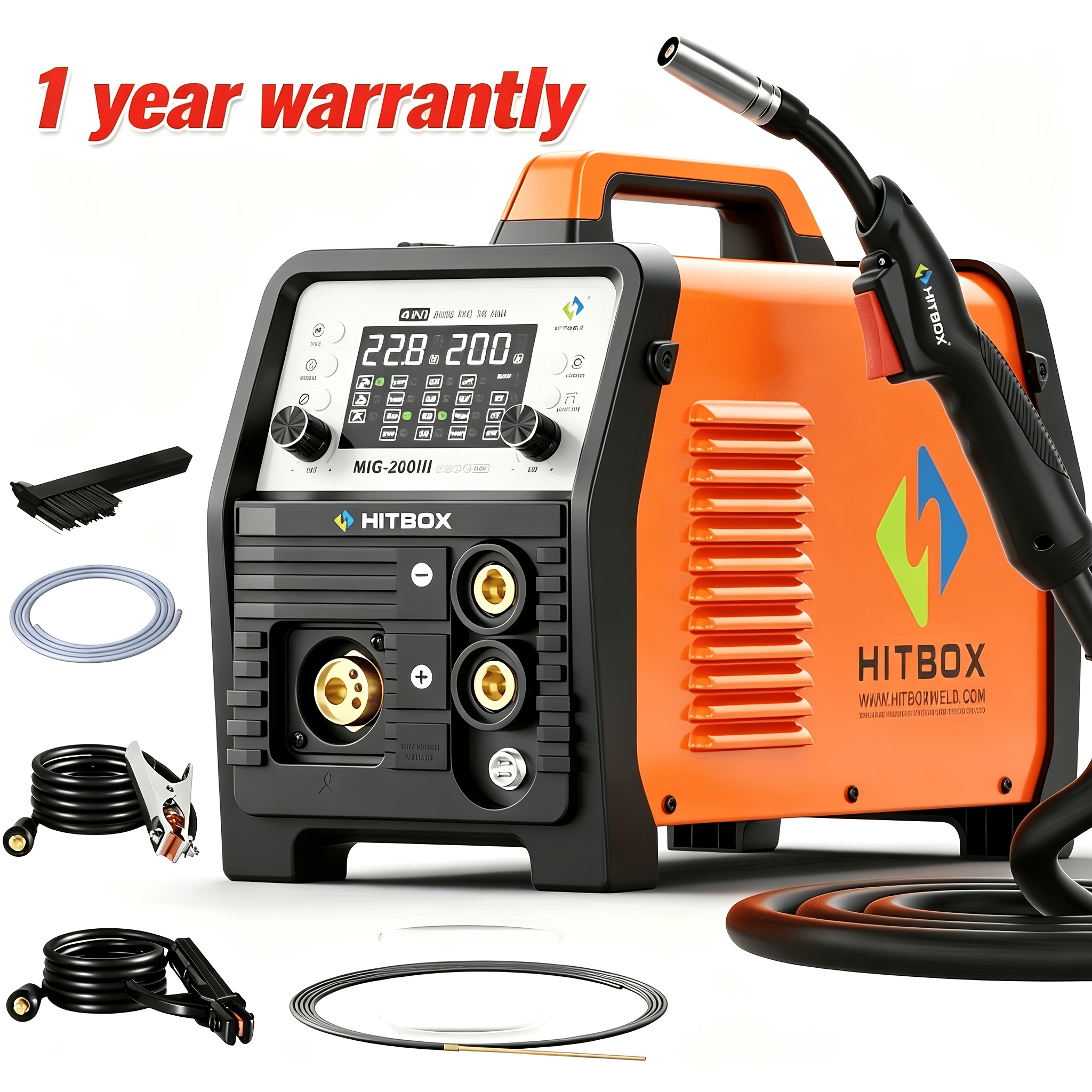 Image of Mig Welder, 200amp 220v Mig Welding Machine, 5 In 1 Gas Mig/flux Core Mig/spool Gun Mig/lift Tig/stick Multiprocess Aluminum Mig Welder, Spool Gun Compatible