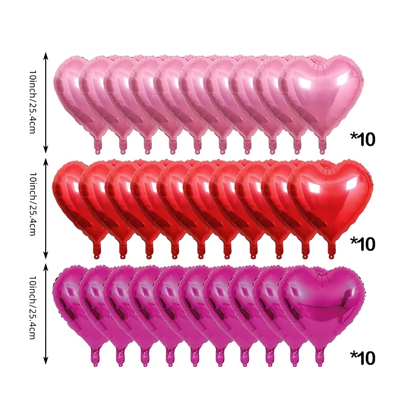 Image of 30pcs Of 10-inch Mixed Color Heart-shaped Film Balloons | Ideal For Birthday Parties, Mother's Day, Weddings, Proposals, And Anniversary Decorations