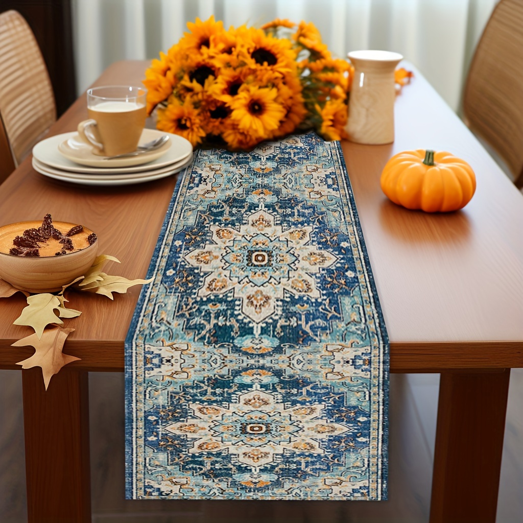 

Bohemian Style Woven Table Runner - Polyester Rectangular Table Cover For Home, Kitchen, Banquet, Party Decor, Farmhouse Dining Decoration, Gift, Holiday Centerpiece