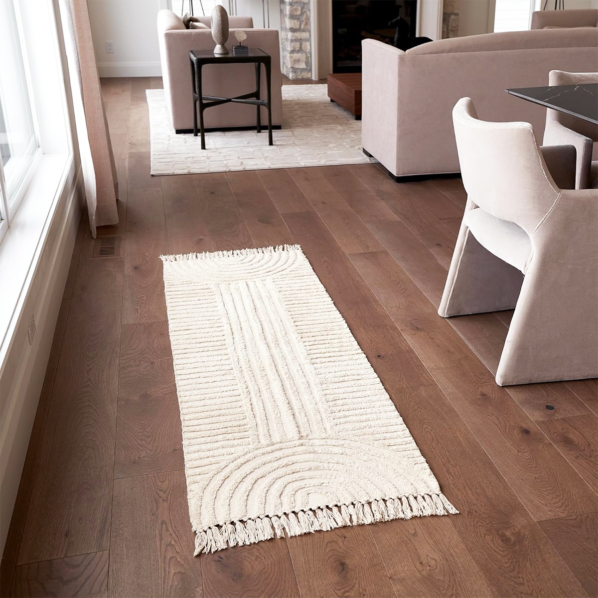 Image of Bohemian Carpet - Neutral Beige Rug Suitable For Hallway, Bathroom, Kitchen - Jumbo Sizes , Mat, Decor, Maintenance