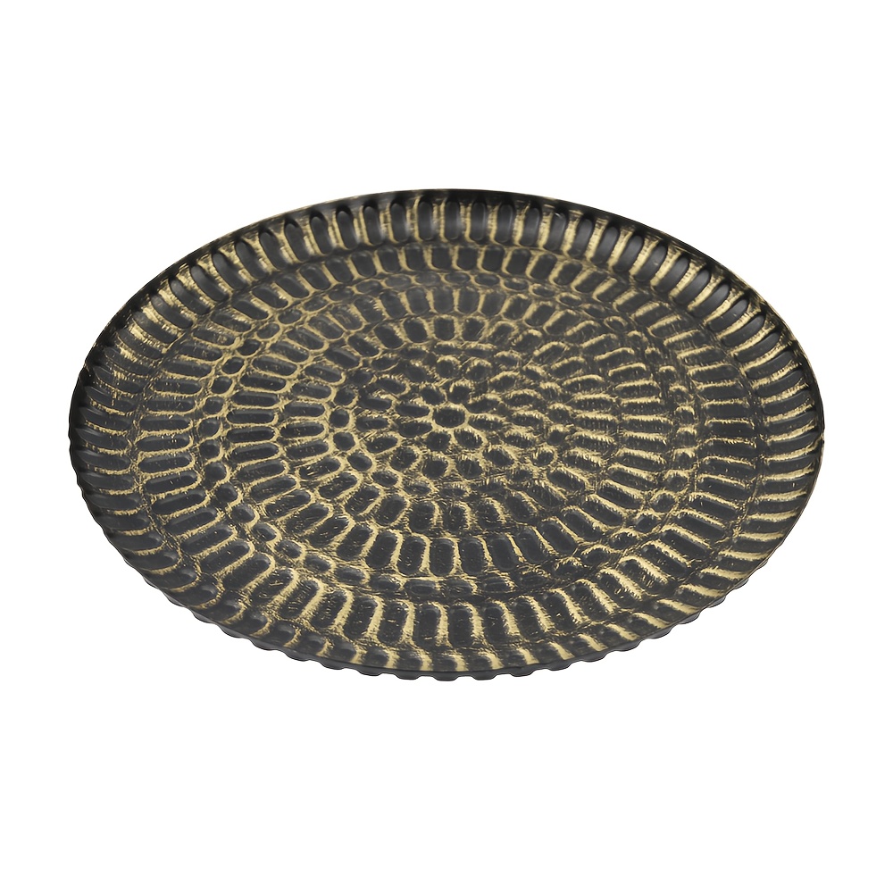 TEMU 1pc Vintage Distressed Black And Golden Texture Decorative Tray, Premium Storage Plate, Suitable Living Room, Bedroom, Holiday Gifting, Daily