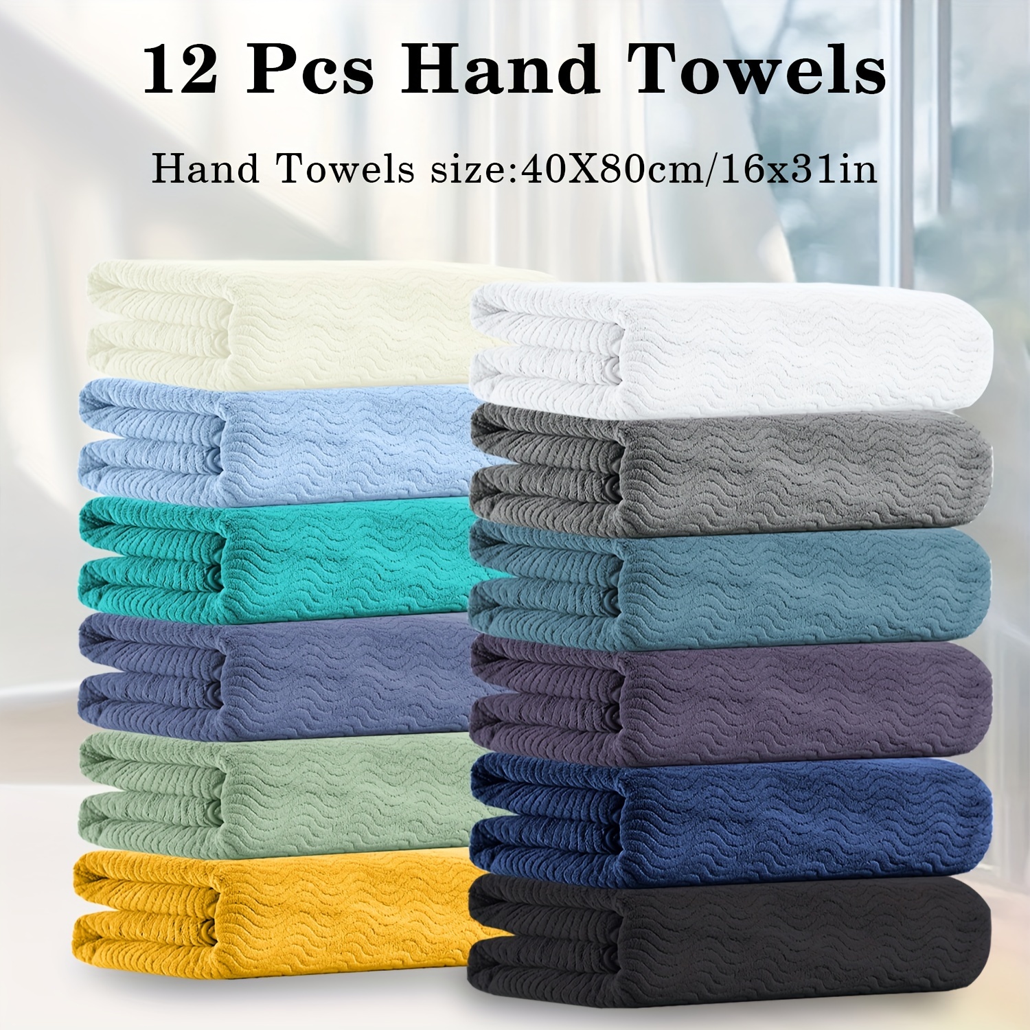 

12 Piece Premium Hand Towel Set, Skin-friendly Microfiber Towel Set, Absorbent Quick /face Towel For Bathroom Hotel- And Accessories