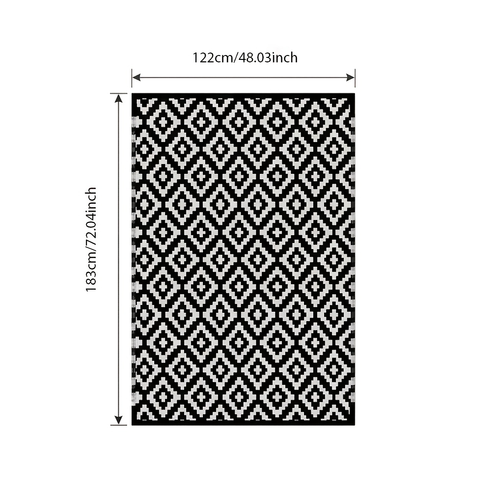 TEMU Tapis d'extérieur réversible - Grand tapis en polypropylène à motif géométrique, tapis de camping-car portable pour terrasse, tapis en paille de
