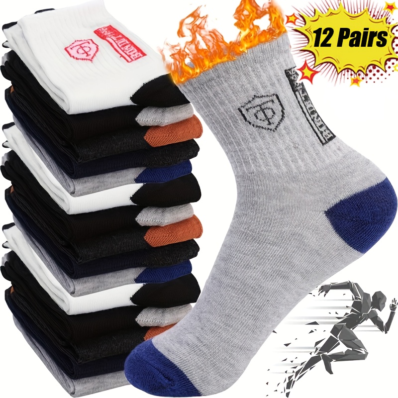 E-shop Herbst/Winter-Stil 24-tlg. (12 Paar)/12-tlg. (6 Paar) Herren-Sportsocken – Atmungsaktiv, feuchtigkeitstransportierend, für Atmungsaktivität