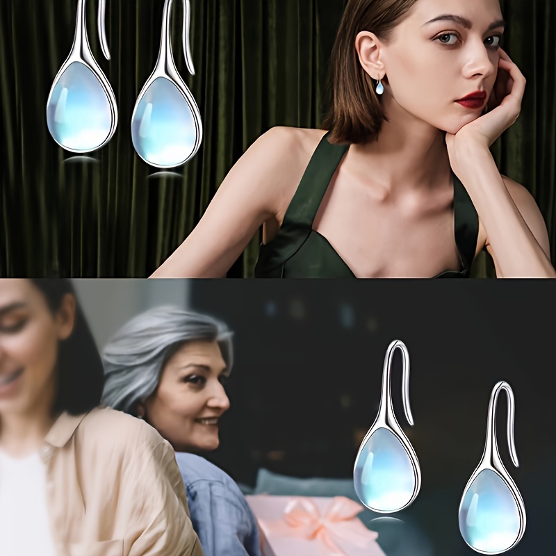 

Boucles d'Oreilles Pendantes en Pierre Élégantes - Hypoallergéniques en Argent Sterling 925, Parfaites pour Tenue Décontractée & Cadeau