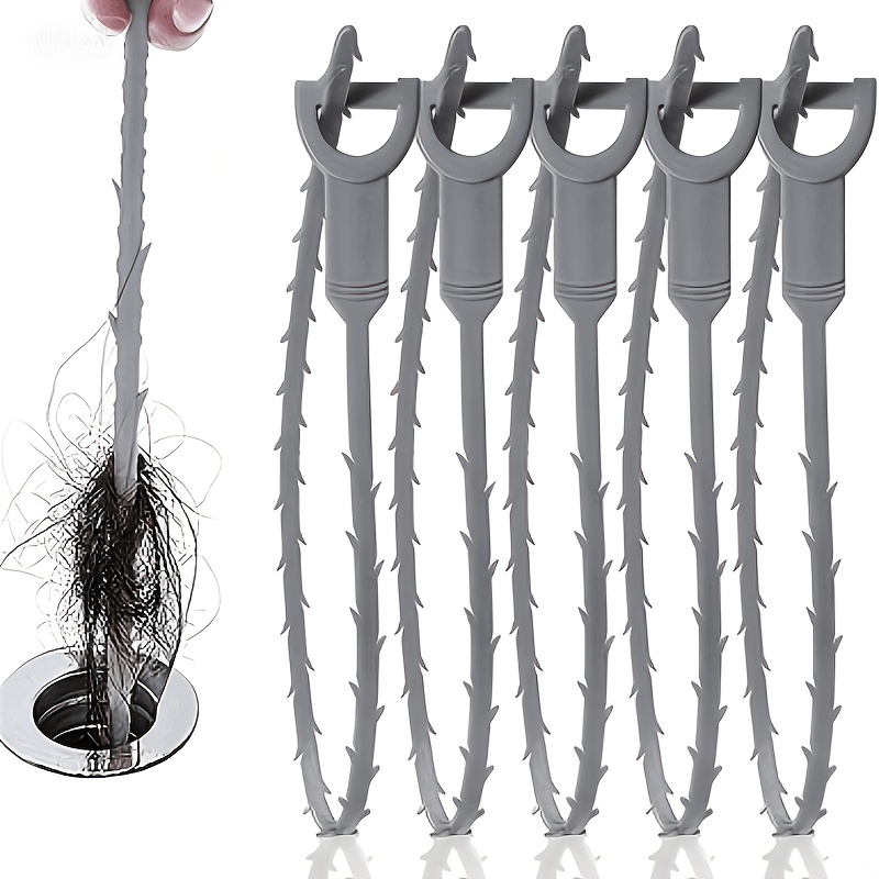 TEMU 10pcs Gray Durable Plastic Instant Drain Clog Remover, Shower, Sink, And Bathtub Drain Kit, Easy-to-use Accessories For Hair And Dirt Cleaning