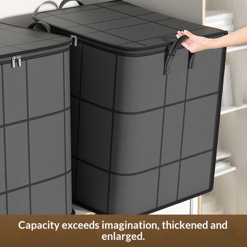 Black Collapsible Wardrobe Storage Boxes, Stackable Large Capacity Storage Bins, Space-Saving Quilt Storage Boxes, Thickened Moving Packing Bags, Foldable Storage Boxes for Clothes for And Quilts