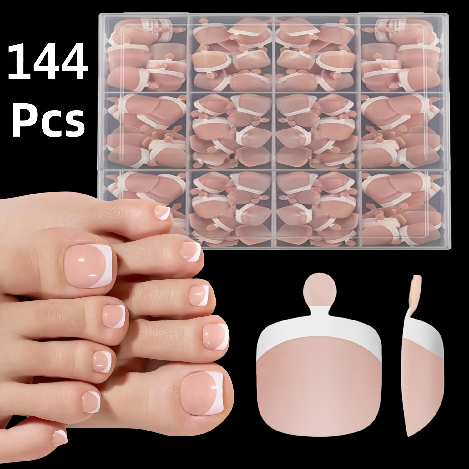 144pcs Short Square Press-on Toenails, Brown Soft Gel Nail Tips, False Nails For Diy, Simple And Versatile Style For Women
