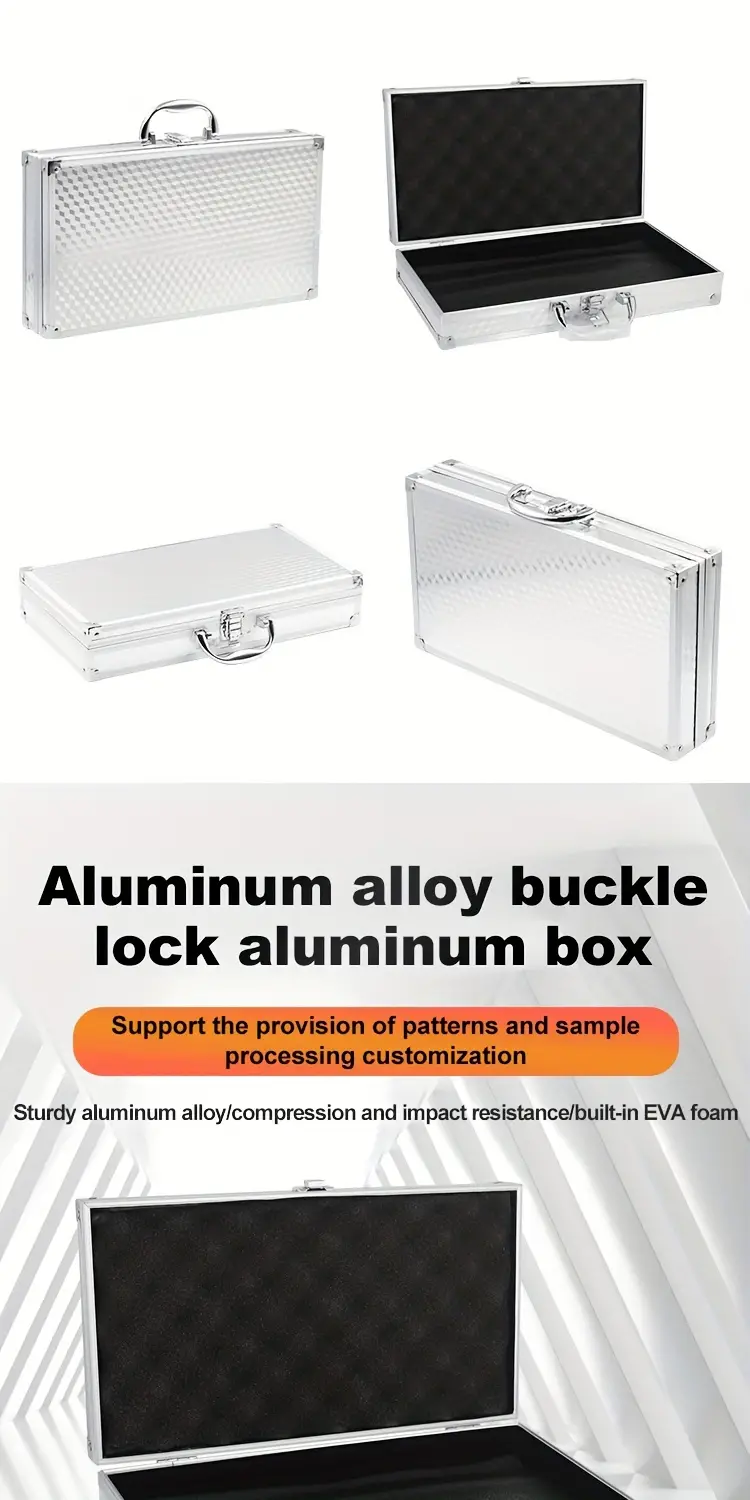 Portable Aluminum Tool Box Safe Deposit Box File Box - Temu
