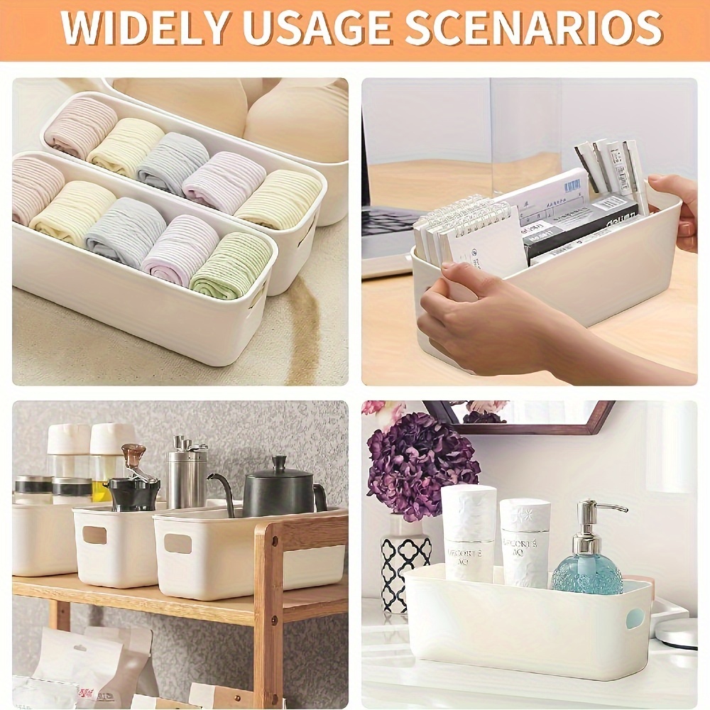 

3/5pcs Plastic Storage Box For Home Organization And Storage In Kitchen, Bathroom, Bedroom, Living Room, Dorm, And Office Desk - Multi-purpose Organizer For Makeup, Fruits, And Sundries