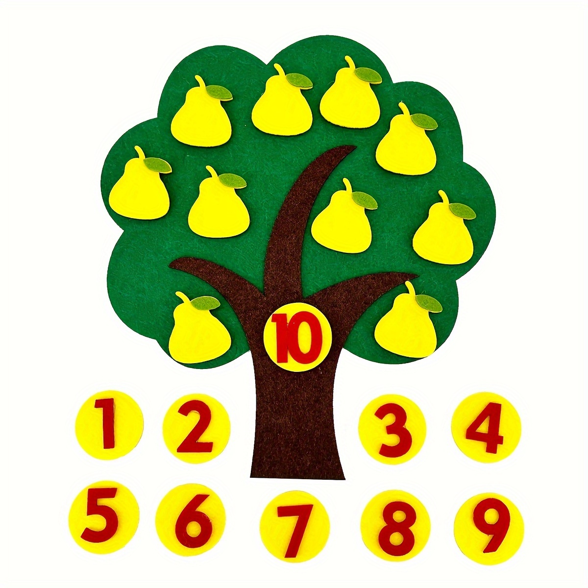 

1pc Educational Counting Pear Tree Toy For Kids, Polyester Fiber Math Learning Game For Children 3+, Preschool Teaching Aid For Mathematical