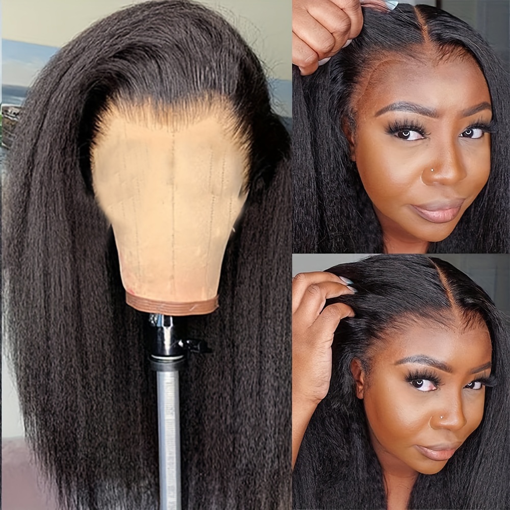 

Glueless Wigs Human Hair Pre Pre Cut For Beginners 180% Density Kinky Straight Lace Front Wigs Human Hair 5x5 Hd Lace Closure Kinky Straight Wig Human Hair Wigs For Women