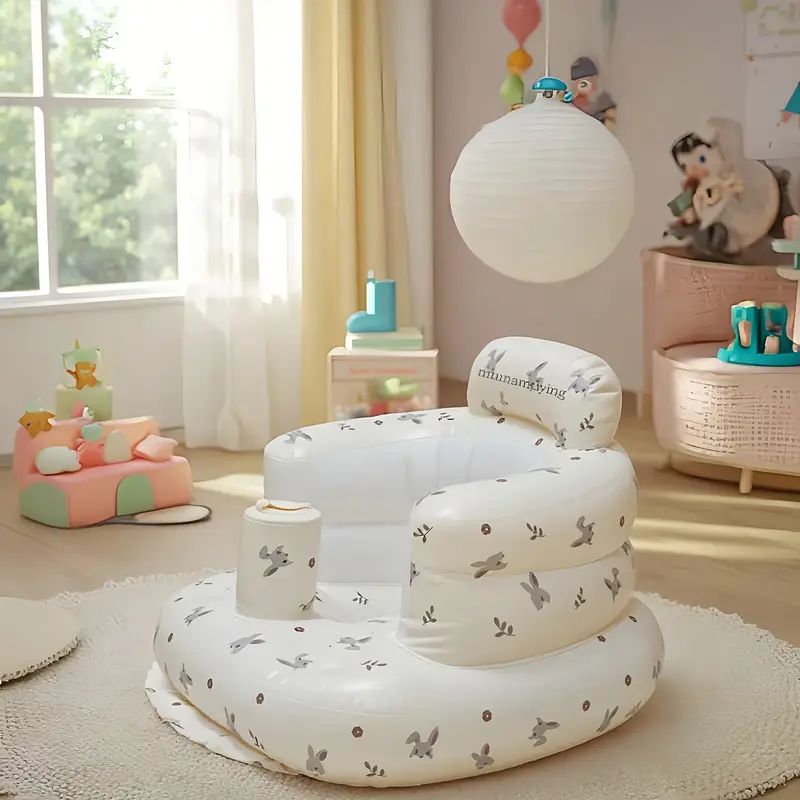 infant portable folding inflatable sofa chair with cushion multi functional baby support seat for home nursery mixed colors pvc material seating decorative baby chair durable pvc material baby chair sof details 3