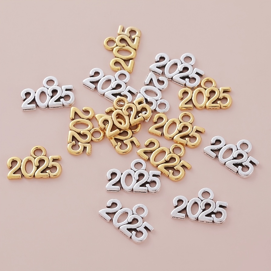 

50pcs/set Zinc Alloy Fashion New Year 2025 Character Charm Metal Pendant For Women Making