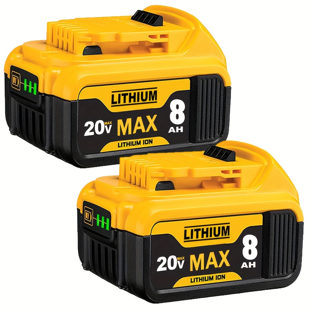 

2 Pack 8.0ah 20 Volt Replacement For Dewalt 20v Lithium Ion 8ah Compatible With Dewalt Batteries Dcb200 Dcb206 Dcb204 Dcb201 Dcb203 Dcb210 Dcb208 20v Dcd/dcf/dcg/dcs Series