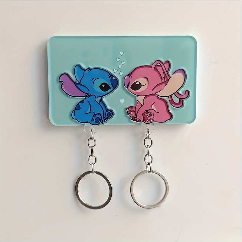 E-shop 2 Stitch Lilo Acryl-Schlüsselanhänger - Offizielle Niedliche Cartoon-Paar Schlüsselringe mit Herzförmigen Schlüsselringen, Mit Liebe Gestaltet,