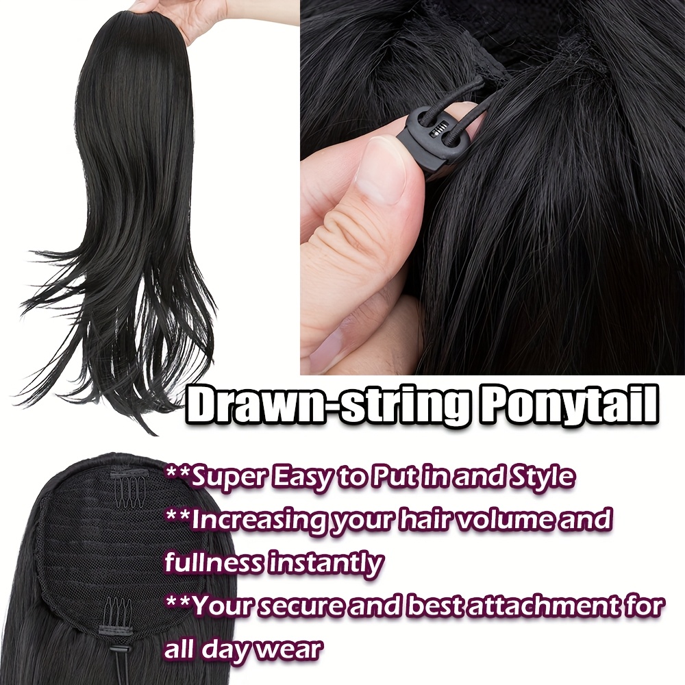 1pc   ponytail hair extension multi layered synthetic hairpiece with drawstring natural looking soft smooth texture for women daily     ponytail hair piece versatile hairpiece secure drawstring attachment details 4