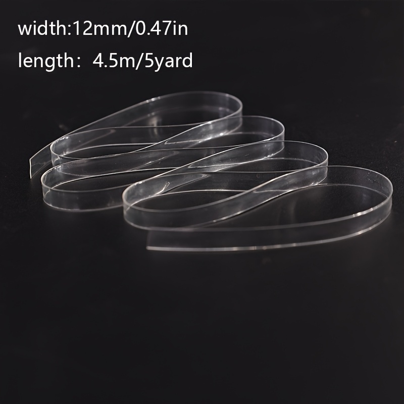 TEMU 1pc 1 Roll (5 Yards X 0.47") Clear Tpu Elastic Bra Strap Suitable For Cloth Sewing, Lightweight Bra For Diy Crafts, Bra Making, Swimwear &