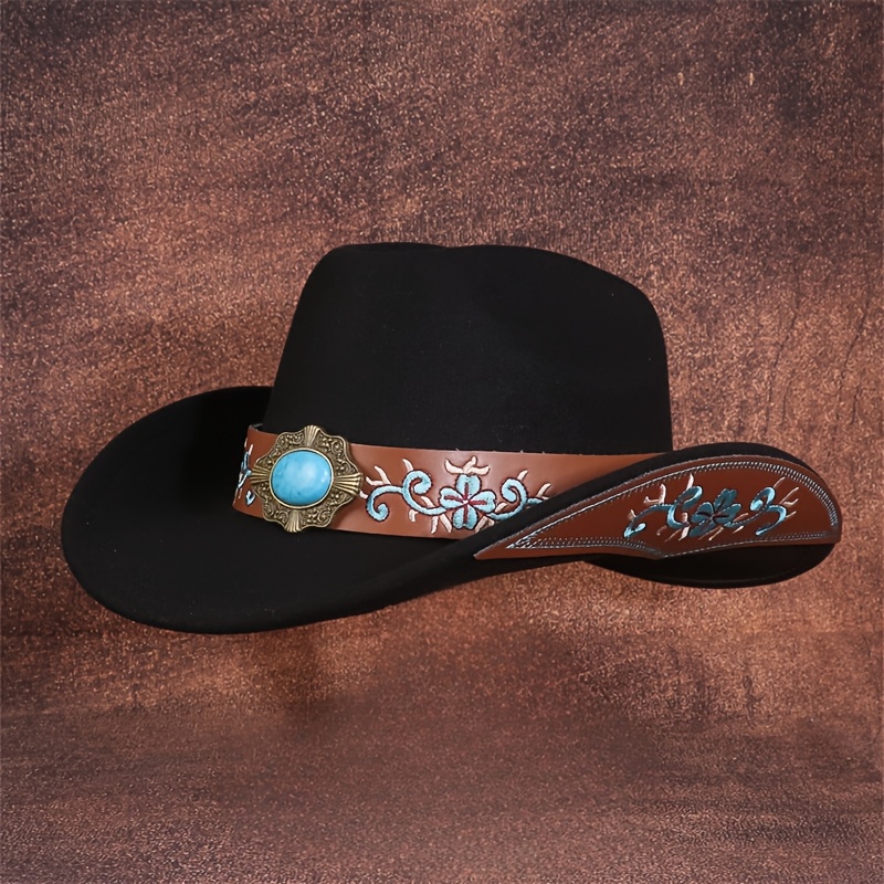 Unisex Western Embroidered Cowboy Hat with Turquoise Hatband Turquoise Cowgirl Custom Charlie 1 Horse Boho Western Hat - Etsy main image 4