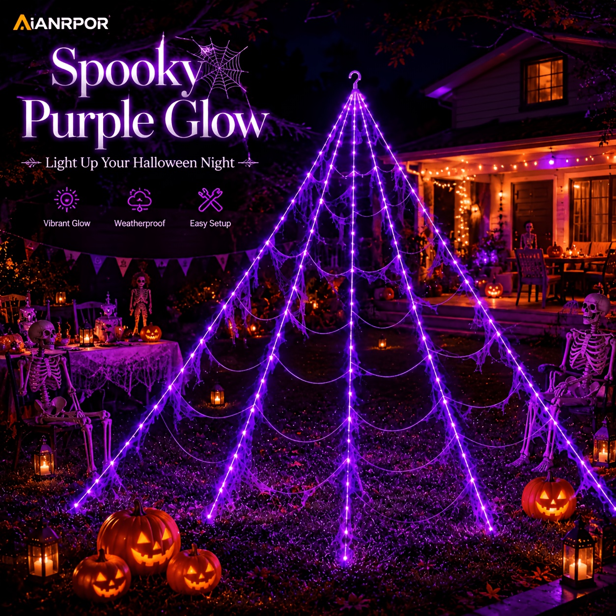 TEMU 16.4ft Large Size Outdoor Halloween Decoration, 248 Led Giant Halloween , Glowing For Yard And Haunted House Decorations