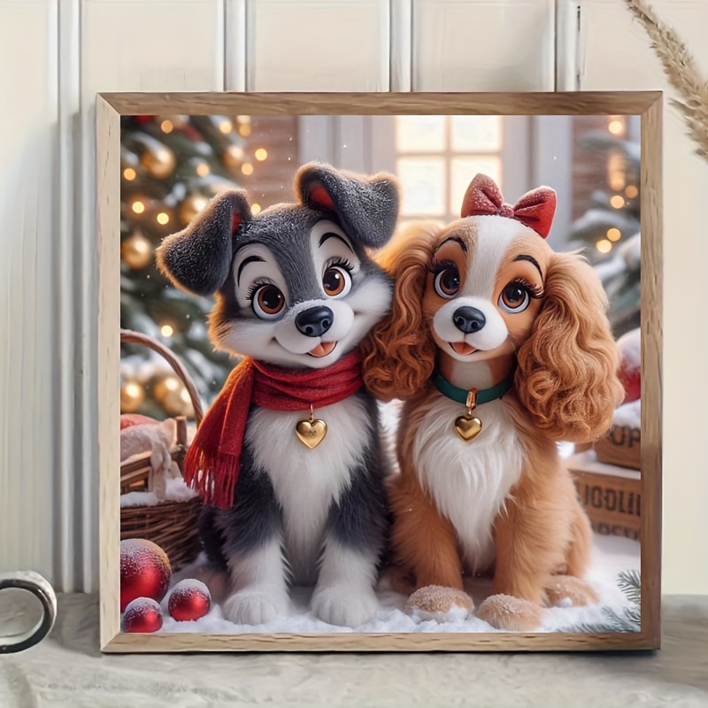 

1 Diy Diamond Painting Kit - Cartoon Dog Lovers Christmas Theme | Round Acrylic Diamonds, Canvas Craft 7.8x7.8 Inches | Perfect Handcrafted Gift For Animal Enthusiasts, Kits