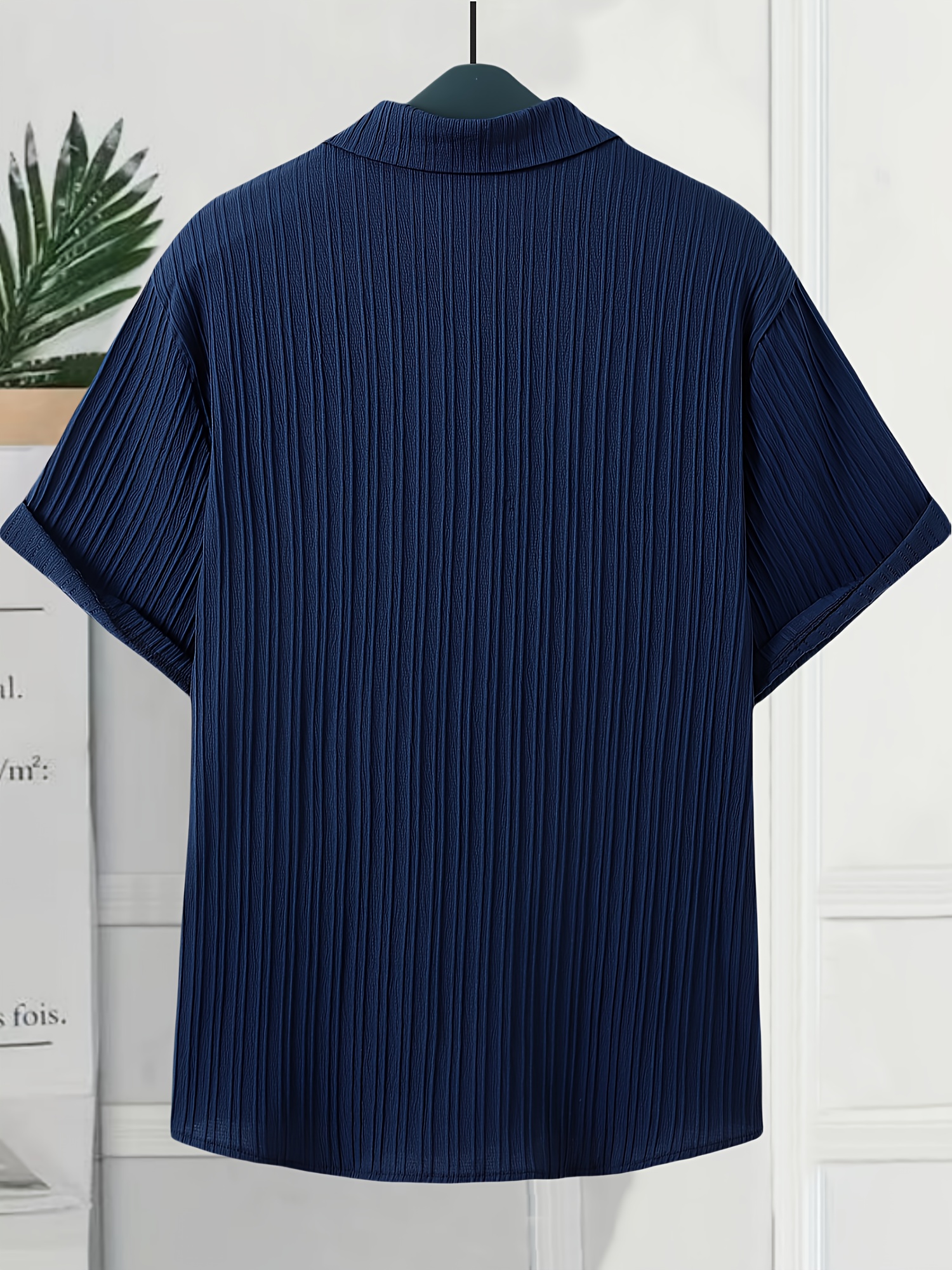 Men's Lightweight Summer Casual Shirt - Mint Green Solid Color Short Sleeve Button-Up with Pointed Collar, 95% Polyester 5% Spandex, Machine Washable Regular Fit for Adults & Teens, PLUS SIZE