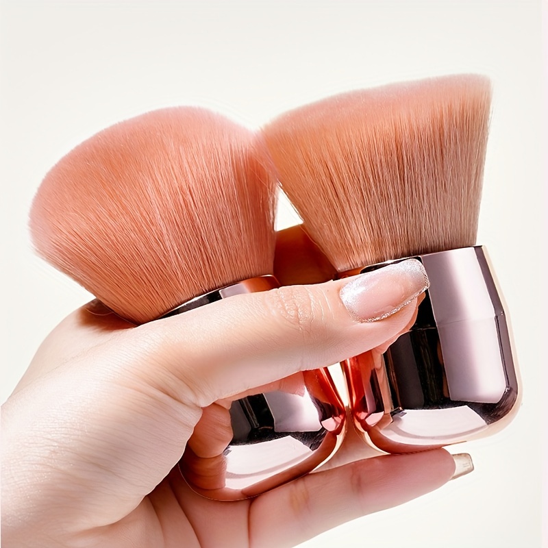 

Luxurious Metallic Finish Makeup Brush - Versatile For Blush, Powder & Nail Dusting, -free With Soft Nylon Bristles