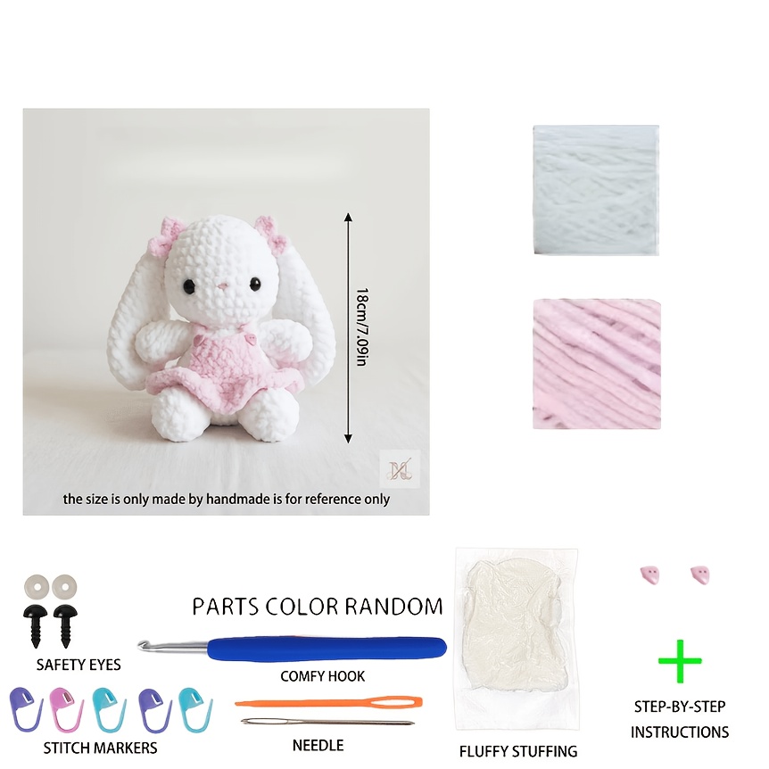 TEMU 1 kit de crochet de lapin et "Sweetheart", Amigurumi, produit non , nécessite le à , crochet pour adultes - tous les matériaux et un tutoriel HD