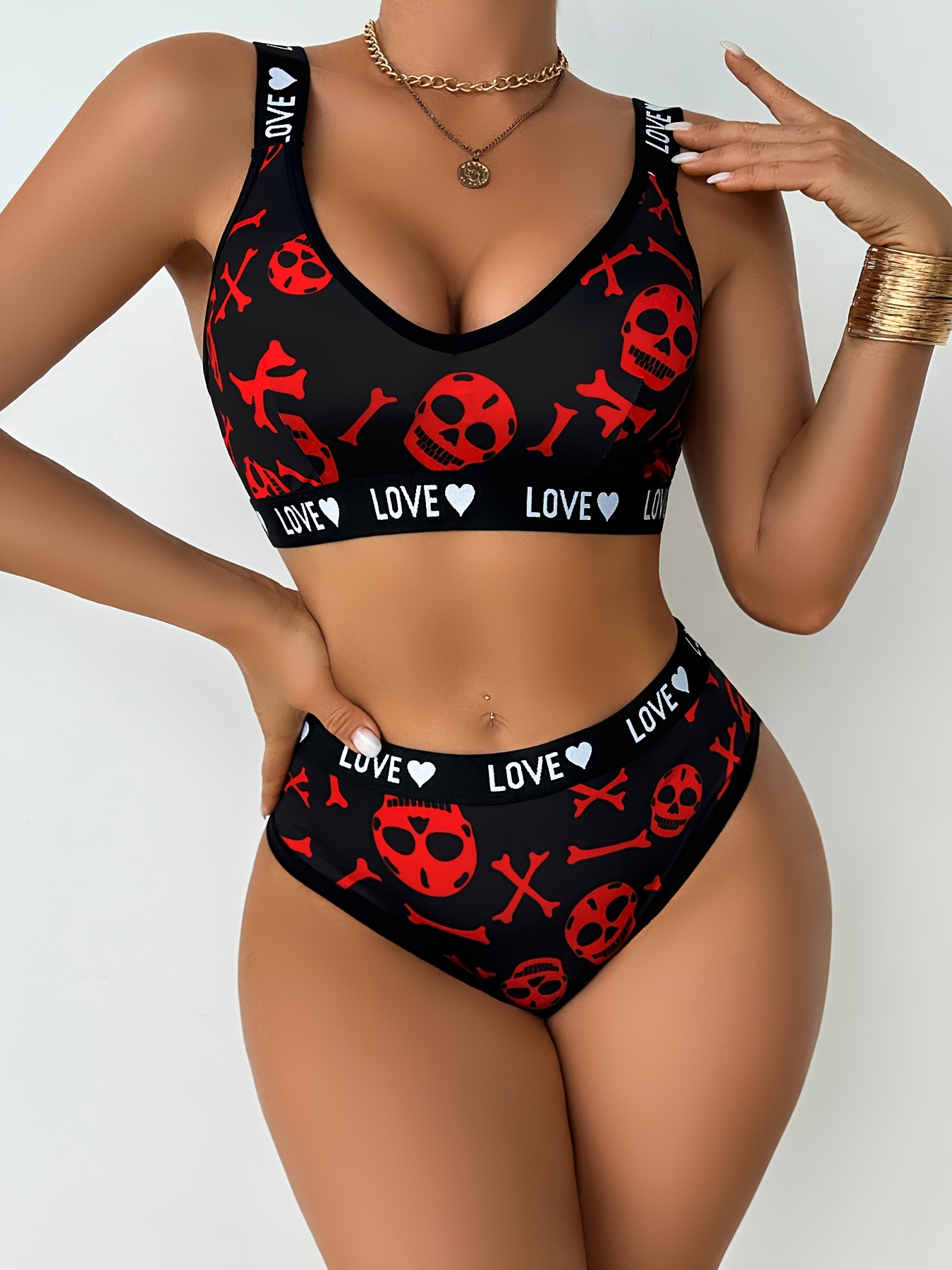 1 Set * Skull Head Women'S Bra Lingerie