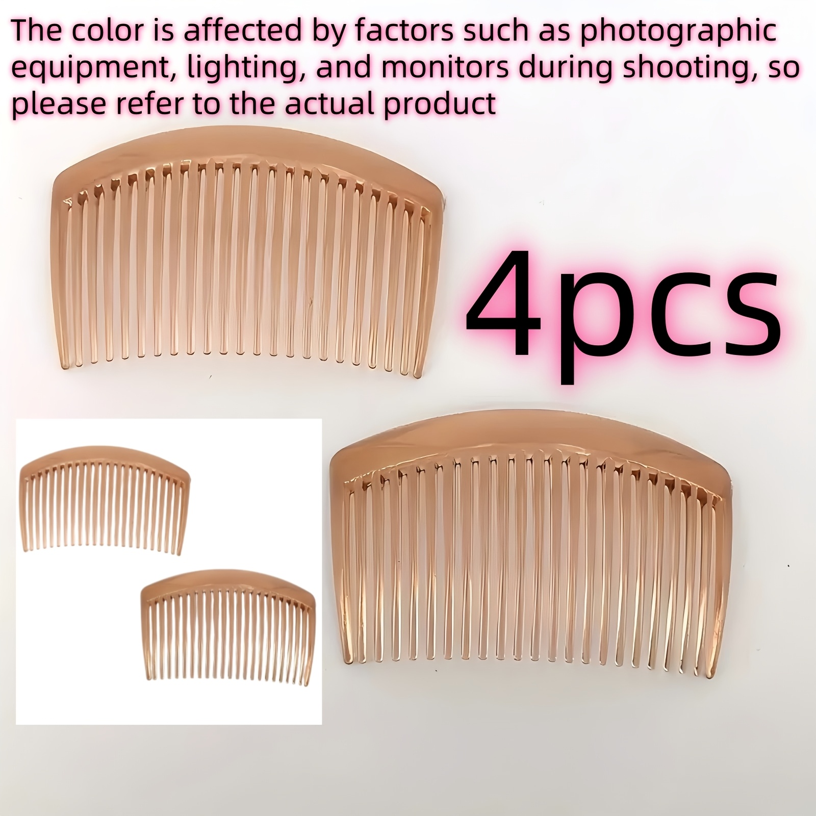 TEMU 4/8pcs Set Of 3.35-inch Updo Hair Combs - Smooth, Odorless Plastic Hair Hair Types, 23 Teeth